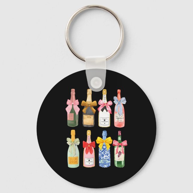 Christmas New Year Champagne Gl Coquette Bottle  Keychain (Front)