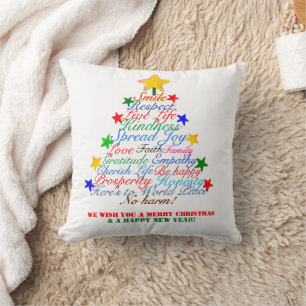 Christmas New Year Colorful Stars FAMILY NAME Throw Pillow