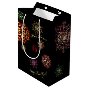 Christmas-new year- colourful and bright snowflake medium gift bag
