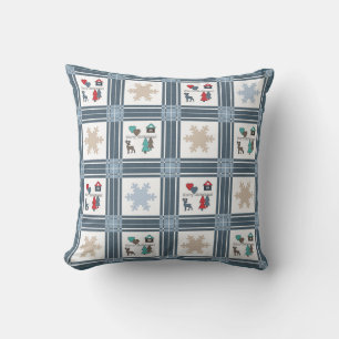 Christmas, new year, deer throw pillow