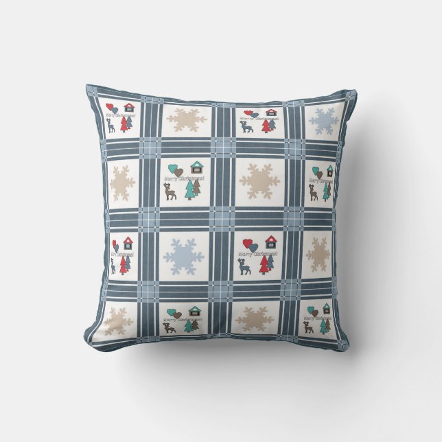 Christmas, new year, deer throw pillow (Front)