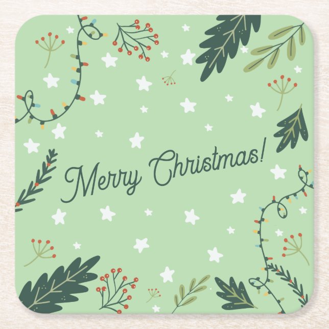 Christmas New Year dinner sage green coaster (Front)