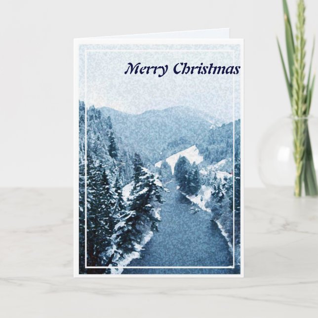 Christmas, New Year, Holiday - Trees on the River Card (Front)