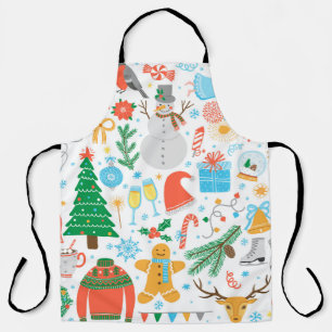 Christmas, New Year icon set. Winter holidays Vint Apron