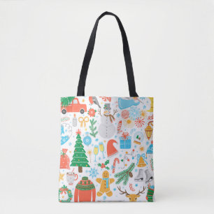 Christmas, New Year icon set. Winter holidays Vint Tote Bag