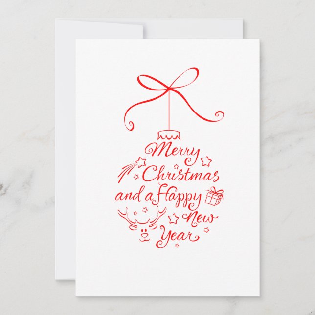 Christmas & New Year lettering Christmas ball Holiday Card (Front)