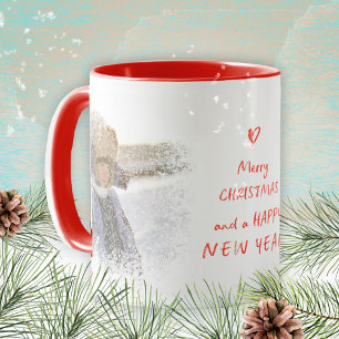 Christmas New Year Photo Snow Heart Keepsake Mug