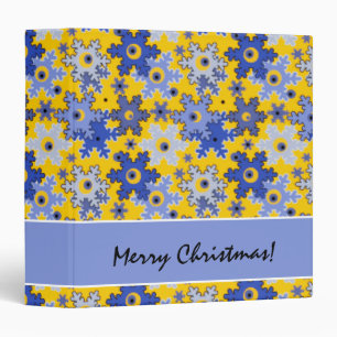 Christmas New year snowflake snow blue yellow cart Binder