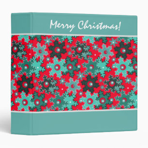 Christmas New year snowflake snow red blue cartoon Binder