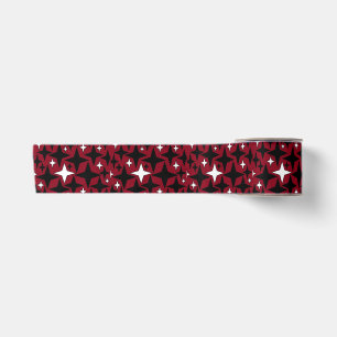 Christmas New Year Stars Black White Red Backgrnd Satin Ribbon