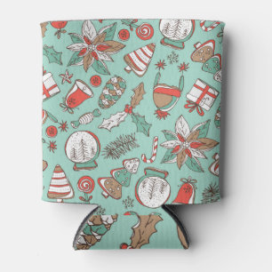Christmas New Year: Vintage Hand Drawn Can Cooler
