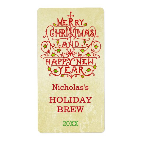 Christmas New Year Vintage Typography Personalized Shipping Label