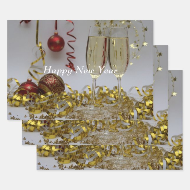 Christmas New Year Wrapping Paper Sheets (Set)