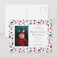 Christmas Newborn Announcement Postcard