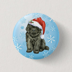 Christmas Newfoundland 1 Inch Round Button