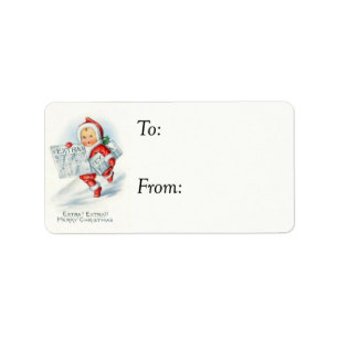 Christmas Newsboy Vintage Gift Tag
