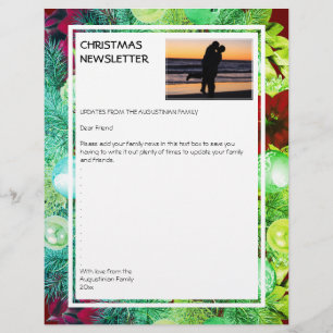 CHRISTMAS NEWSLETTER   Festive Wreath with Photo Letterhead