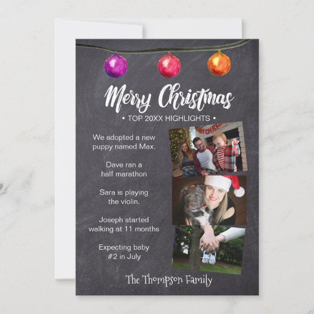 Christmas, Newsletter Style, Top Year Highlights Holiday Card (Front)