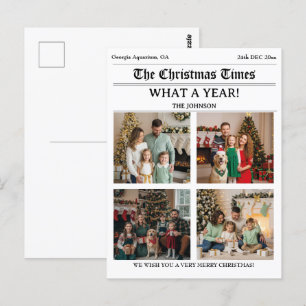 Christmas Newspaper Family Newsletter Photo Postcard