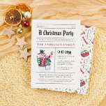 Christmas Newspaper | Fun Snowman Holiday Party Invitation<br><div class="desc">Read all about it! Step back in time with this fun and festive newspaper-style Christmas party invitation! At the top of the invitation, “A Christmas Party” is printed in vintage blackletter typography, followed by your family name in bold red. There is a watercolor snowman illustration on the left-hand side, next...</div>