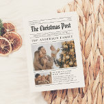 Christmas Newspaper Year In Review 7 Photos Holiday Card<br><div class="desc">Read all about it! Turn your holiday card into a charming keepsake with this newspaper-style Christmas photo card! The front features your city and year at the top, followed by “The Christmas Post” in a classic blackletter font. The headline reads “Breaking News: Christmas Joy on the Rise, ” with your...</div>