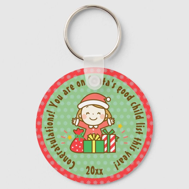 Christmas Nice List Kids Gift From Santa Clause Keychain (Front)