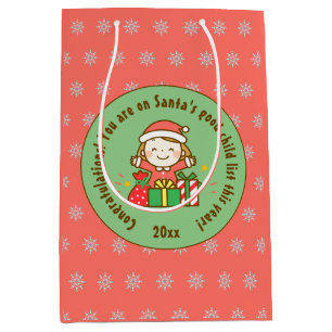 Christmas Nice List Kids Gift From Santa Clause Medium Gift Bag