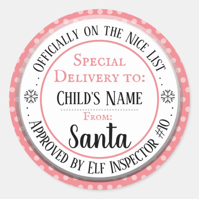 Christmas Nice List Official Custom Name Classic Round Sticker (Front)
