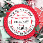 Christmas Nice List Official Custom Name Classic Round Sticker<br><div class="desc">Santa's Workshop Elf Inspector # any number and custom kids name. Fun stickers to add to kids gifts!</div>