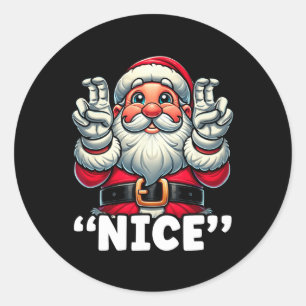 Christmas Nice List Santa Naughty Funny Christmas Classic Round Sticker