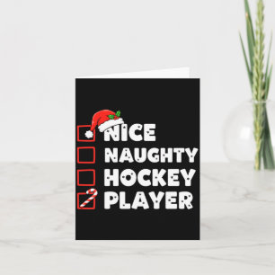 Christmas nice naughty hockey player list santa card