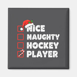 Christmas Nice Naughty Hockey Player List Santa Ch Magnet