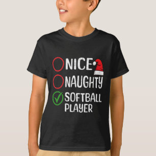 Christmas Nice Naughty Softball Player Christmas L T-Shirt