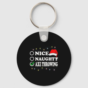 Christmas Nice Or Naughty Or Axe Throwing Pajama  Keychain
