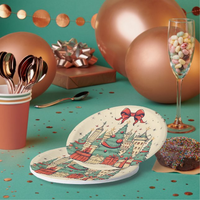 Christmas nice vintage paper plate (Multi)