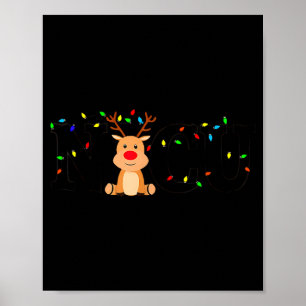 Christmas Nicu Nurse Crew Santa Reindeer Love Nurs Poster