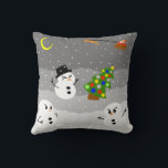 Christmas night cushion<br><div class="desc">A cushion with Santa and snowmen on White Christmas</div>