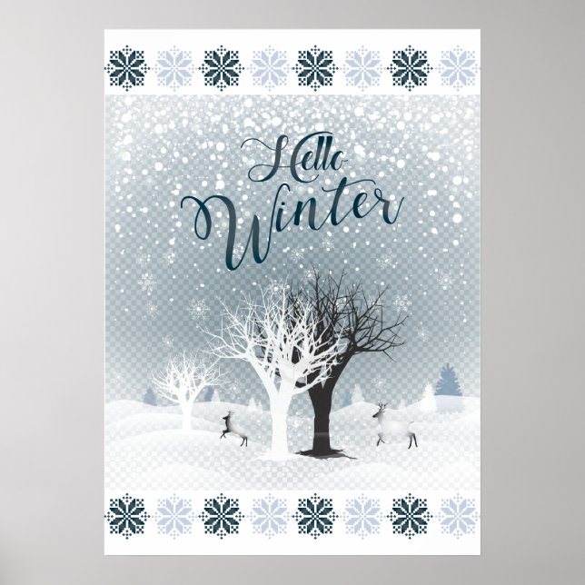 Christmas Night Fairy Tale Fantasy Snowy Forest Poster (Front)