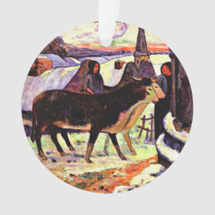 Christmas Night, fine art painting by Gauguin Ornament