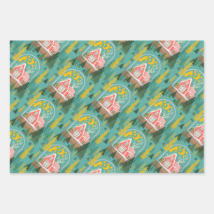 Christmas night Finnish cabins, trees and shooting Wrapping Paper Sheet