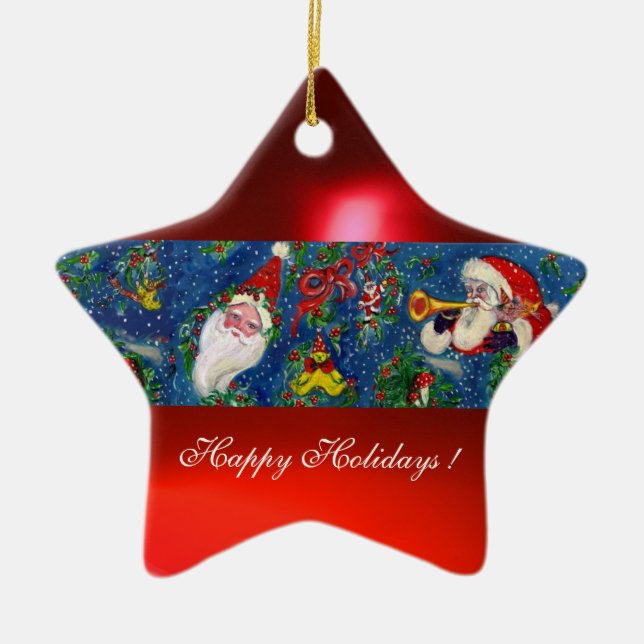CHRISTMAS NIGHT Heart Ceramic Ornament (Front)