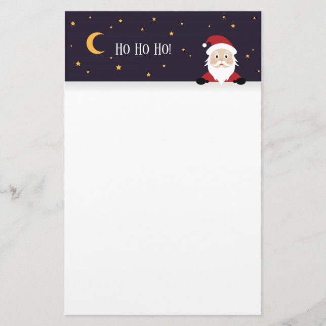 Christmas night moon and Santa Claus saying Hohoho Stationery (Front)