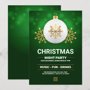 Christmas Night Party Invitation, Merry Christmas  Holiday Card