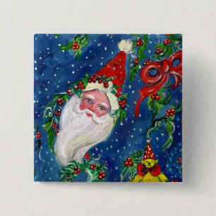 CHRISTMAS NIGHT / SANTA 2 INCH SQUARE BUTTON