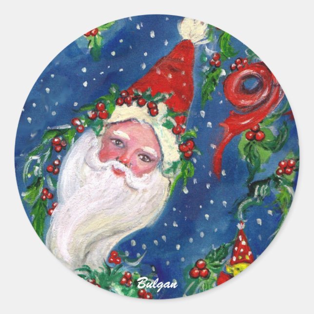 CHRISTMAS NIGHT / SANTA CLASSIC ROUND STICKER (Front)