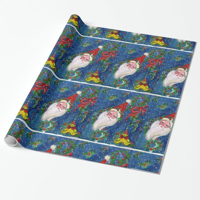 CHRISTMAS NIGHT /SANTA CLAUS WRAPPING PAPER (Unrolled)