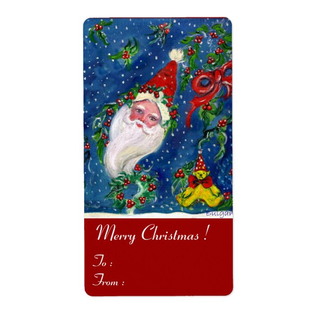 CHRISTMAS NIGHT / SANTA WITH TOYS AND RED BOW (Front)