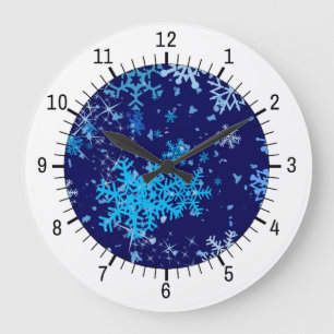 Christmas Night Snowfall Large Clock