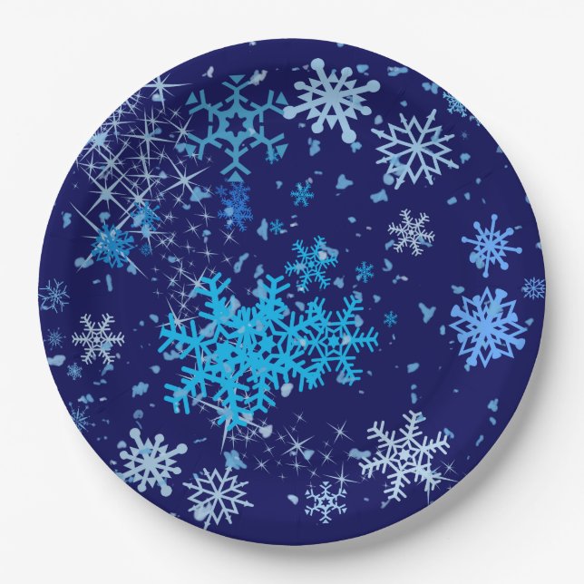 Christmas Night Snowfall Paper Plate (Front)