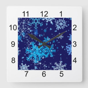Christmas Night Snowfall Square Wall Clock